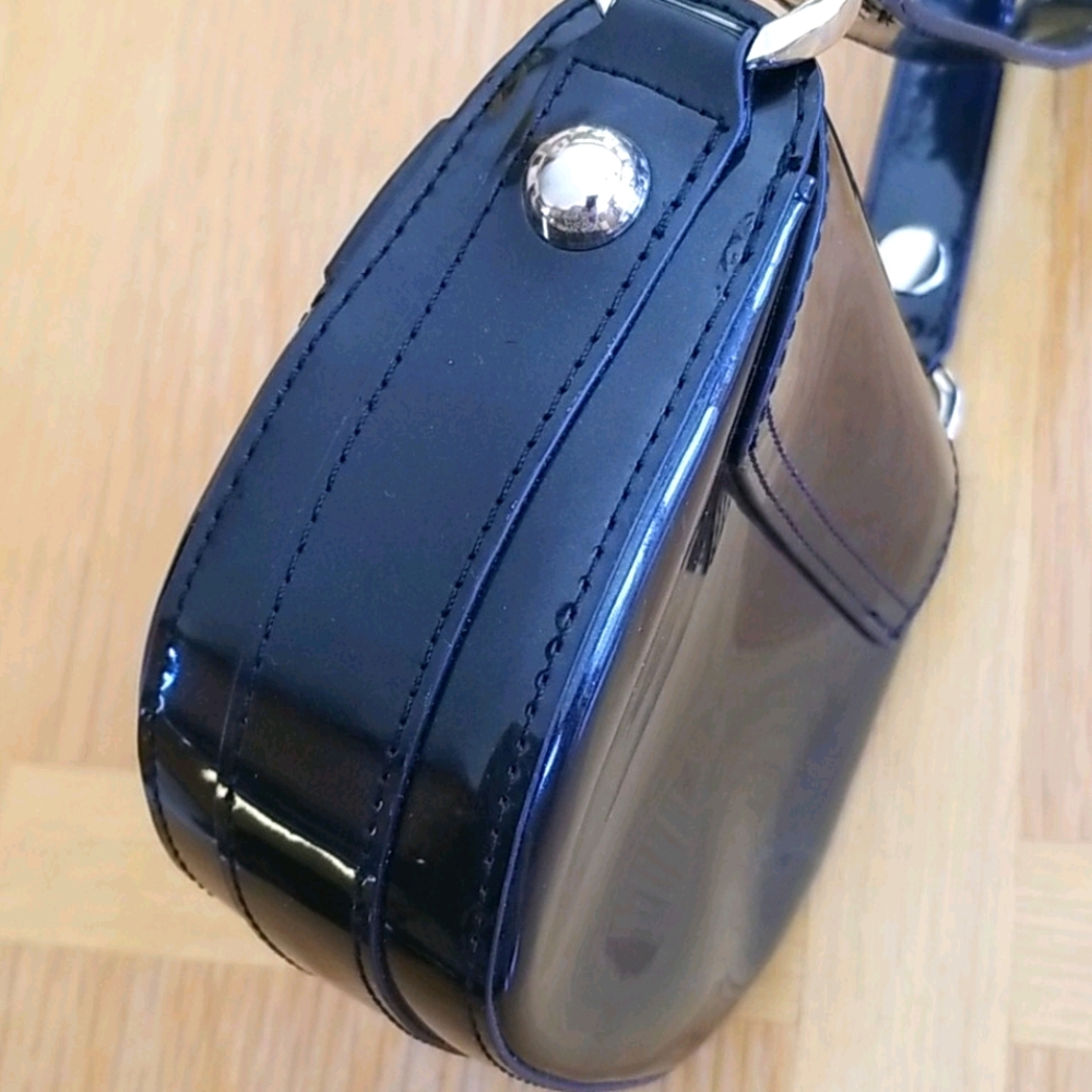 Beijo Silver Stud Black Biker Crossbody Mini Bag - Picture 14 of 16